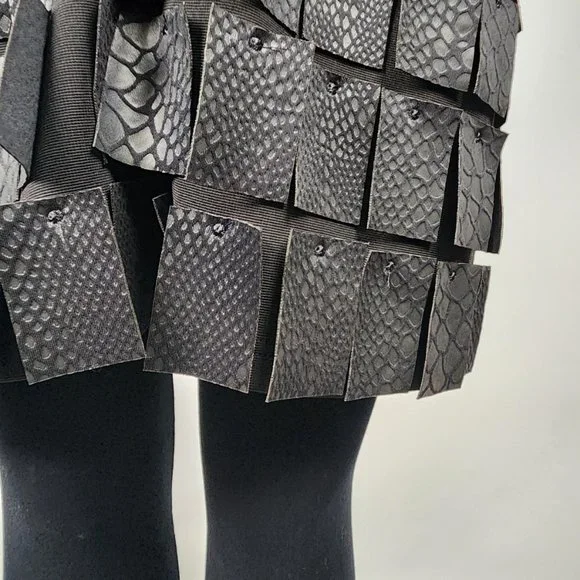 Samuel Dong Black Ribbed Knit Patchwork Zip Up Jacket Size M - Picture 5 of 10